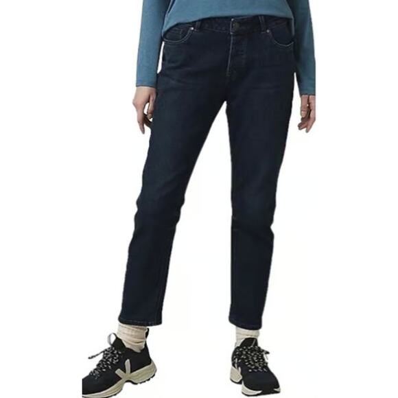 PRANA Women's Buxton Jeans Size 6/28 Deep Blue Stretch Mid-Rise Boyfriend NWT - Picture 1 of 10
